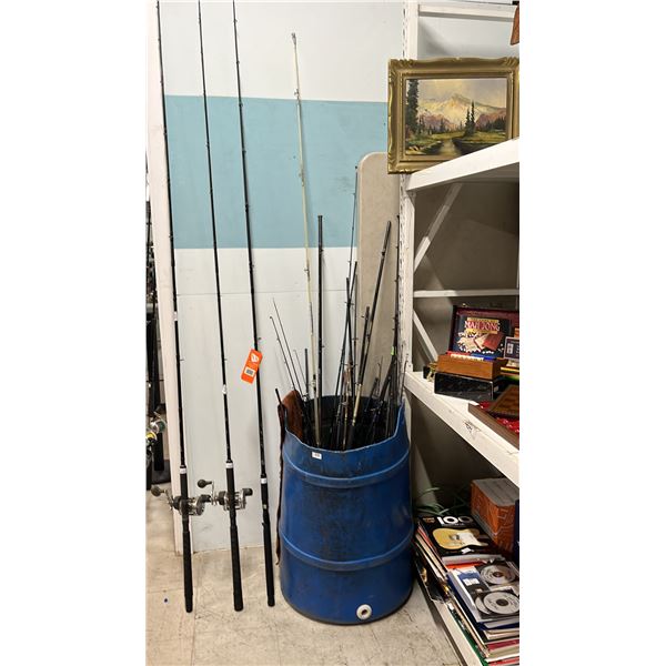 BIN OF ASSORTED FISHING RODS *BIN INCLUDED*