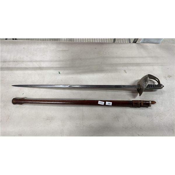 VINTAGE SWORD WITH HENRY WILKINSON PALL MALL LONDON 35" ETCHED BLADE & ETCHED HANDGUARD WITH