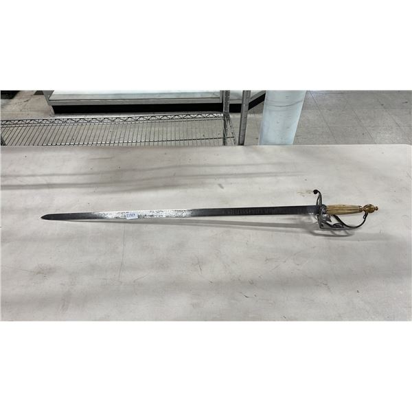 VINTAGE SWORD WITH ETCHED BLADE - 33" BLADE WITH SHEATH