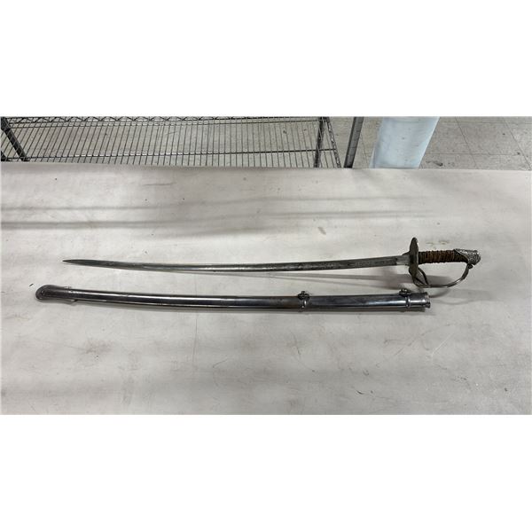 VINTAGE SWORD WITH GERMANY ETCHED BLADE - 32" BLADE WITH SHEATH