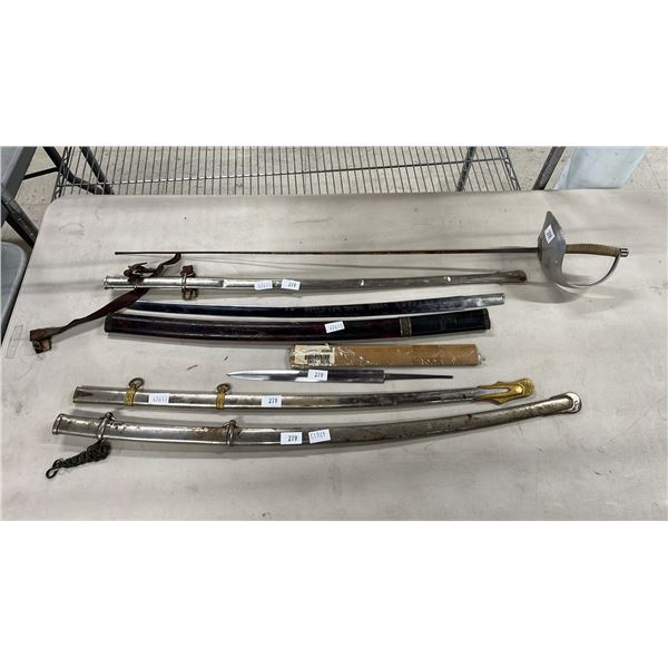 (6) ASSORTED VINTAGE SWORDS, BLADES & SHEATHS