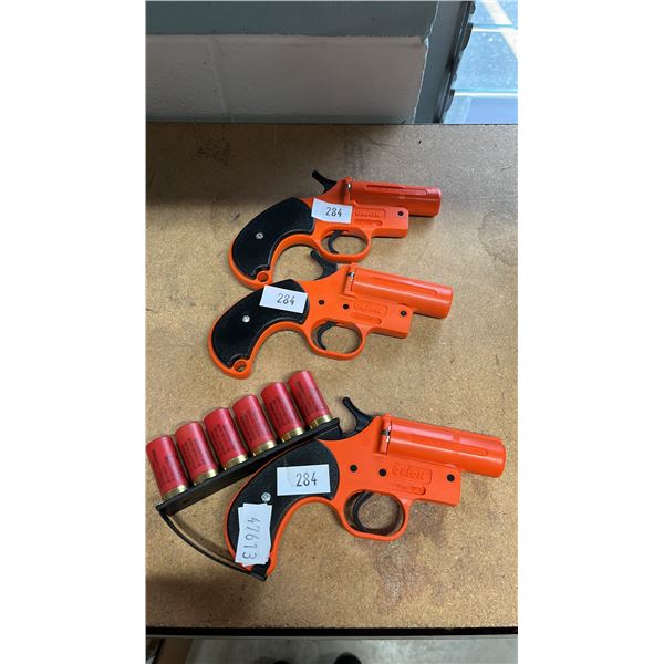 (3) ORION MARINE FLARE GUNS WITH 6 FLARES