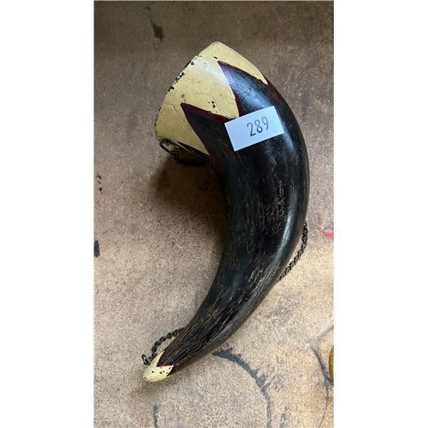 HAND PAINTED ANIMAL HORN APPROX 11"