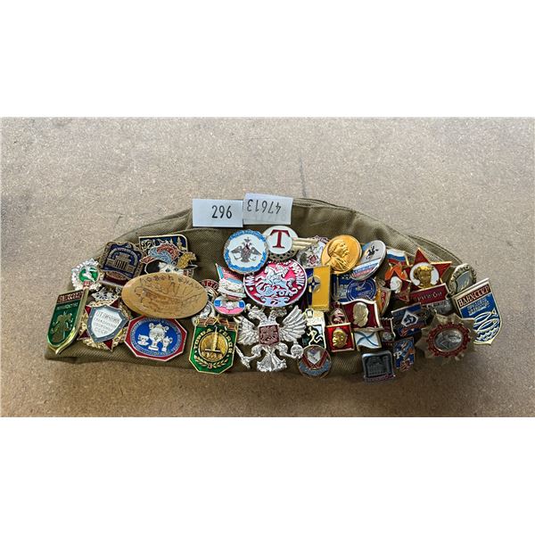 VINTAGE WAR BERET WITH ASSORTED PINS
