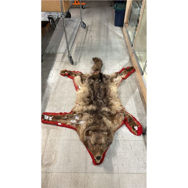 WOLF PELT AREA RUG - APPROX.  70"L X 50" W