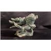 Image 2 : CHINESE CARVED JADE FIGURINE OF GALLOPING HORSES: 6"W X 5.5"T X 3"D