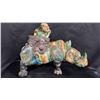 Image 1 : CHINESE SHIWAN CERAMIC STATUE OF A MAN RIDING A RHINOCEROS: 18"W X 14"T X 8"D