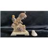 Image 1 : VINTAGE ASIAN CARVED STONE ROOSTER (7"T X 5.5"W) WITH SMALL STONE CARVING 2.25" X 1.75" CARVING