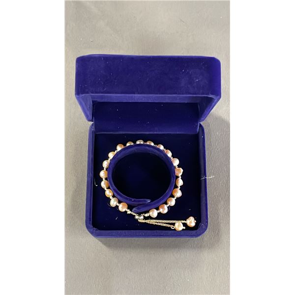 PINK FRESHWATER PEARL BRACELET WITH SLIDING CLASP