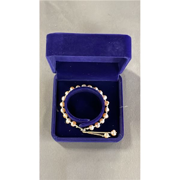 PINK FRESHWATER PEARL BRACELET WITH SLIDING CLASP