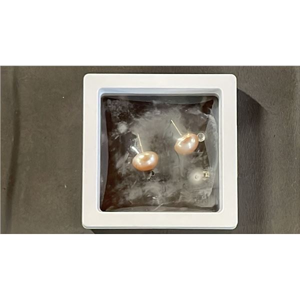 PINK FRESHWATER PEARL BUTTON EARRINGS