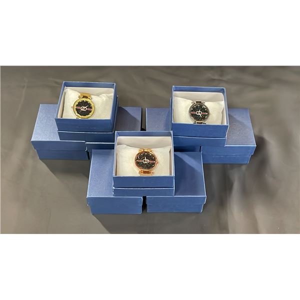 9 LADIES WATCHES WITH STARRY SKY FACES - 3 ROSE GOLD, 3 GOLD & 3 SILVER