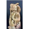 Image 3 : HEAVY VINTAGE CHINESE CARVED STONE FISHERMAN STATUE: 18" TOTAL HEIGHT