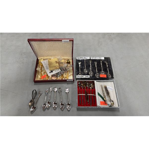 ASSORTED TEA SPOONS & COLLECTOR SPOONS