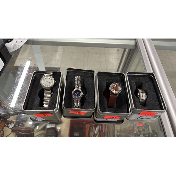 (4) ASSORTED LADIES' WATCHES IN ORIGINAL BOXES