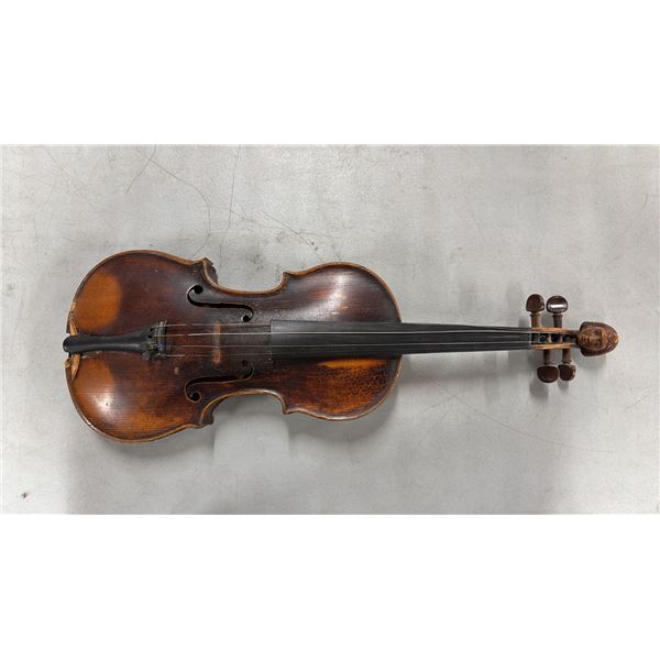 ANTIQUE VIOLIN WITH CUSTOM CARVED HEADSTOCK - *NOT IN PLAYABLE CONDITION*
