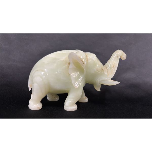 CARVED JADE ELEPHANT: 5"L X 3"T