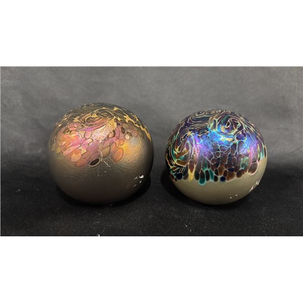 (2) ROBERT HELD ART GLASS PAPERWEIGHTS: APPROX. 3" DIAMETER