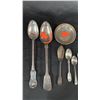 Image 2 : SMALL STERLING SILVER DISH & ASSORTED STERLING SILVER SPOONS