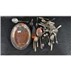 Image 1 : 11" X 8" SERVING TRAY & ASSORTED SPOONS & FORKS