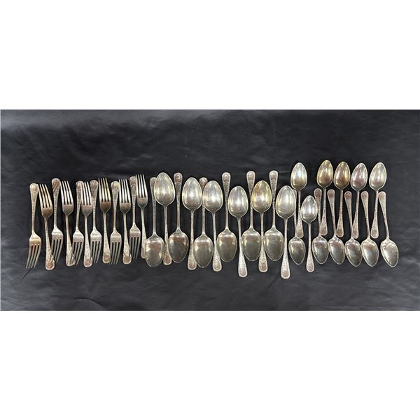 VINTAGE F-W AFGHAN SILVER SPOONS & FORKS - SILVER PLATED