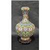 Image 1 : CHINESE CLOISONNE ENAMEL VASE WITH WOOD STAND