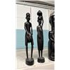 Image 2 : (5) ASSORTED HAND CARVED AFRICAN FIGURES APPROX 13"H