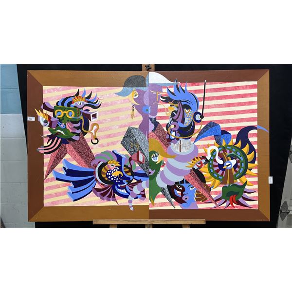 ORIGINAL OIL ON CANVAS BY ROGER KEMBLE TITLED "TALK RADIO" 48" X 30"