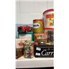 Image 5 : SHELF OF ASSORTED VINTAGE TINS, SNACK PACKAGING & MORE