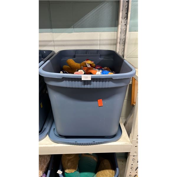 BIN OF ASSORTED STUFFED ANIMALS