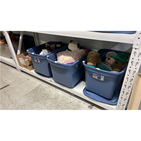 SHELF OF ASSORTED STUFFED ANIMALS