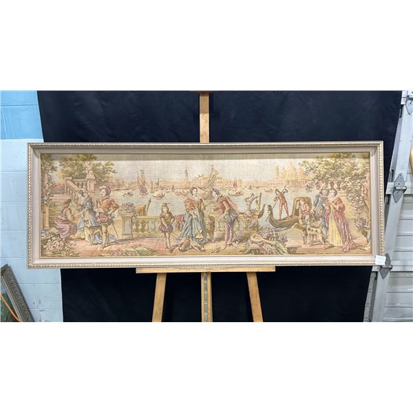 FRAMED VINTAGE TAPESTRY 56" X 20"