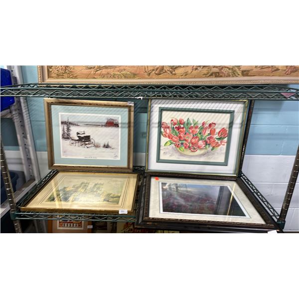 (4) ASSORTED FRAMED PRINTS