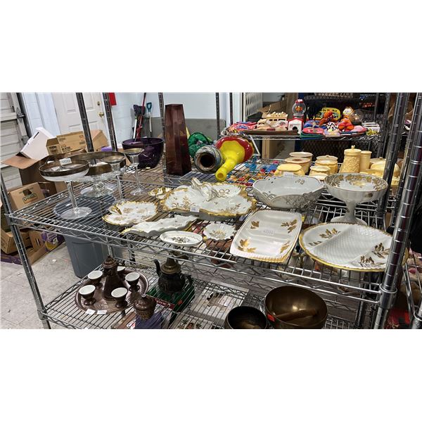 SHELF OF ASSORTED DINNERWARE
