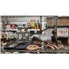 Image 2 : SHELF OF ASSORTED COLLECTIBLES INCLUDING; VINTAGE SCALES, OIL LANTERNS, PAPER WEIGHTS & MORE