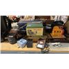 Image 3 : SHELF OF ASSORTED VINTAGE CAMERA EQUIPMENT INCLUDING; KONICA T-3 CAMERA, SOLIGOR 70-220MM LENS,