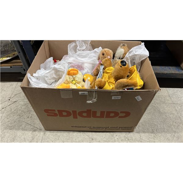 BOX OF ASSORTED STUFFED ANIMALS