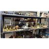 Image 1 : SHELF OF ASSORTED ITEMS INCLUDING; HOME DECOR, BRASS PAPER WEIGHTS. ICE BUCKET & MORE