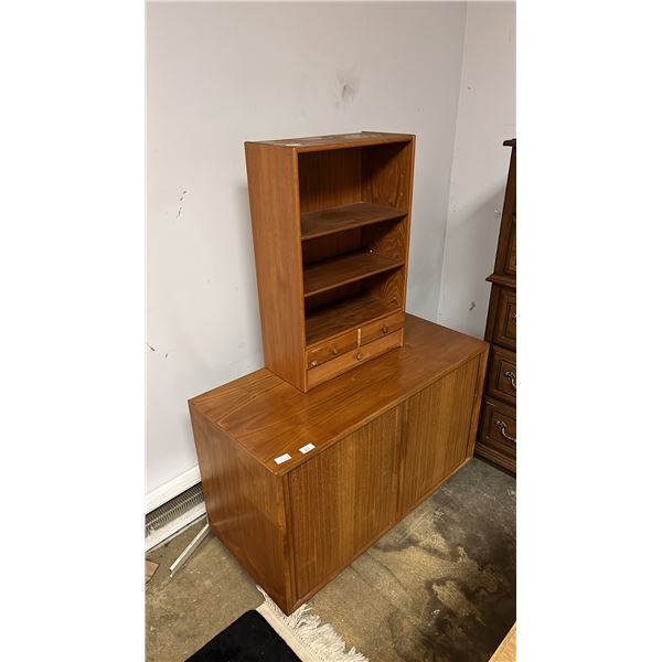 DANISH MODERN 2-SLIDE DOOR CABINET 35" X 16" X 24" & DANISH MODERN MADE IN SWEDEN 3-DRAWER CABINET