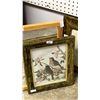 Image 3 : (3) FRAMED WATERCOLOUR BIRD PRINTS & FRAMED MIRROR