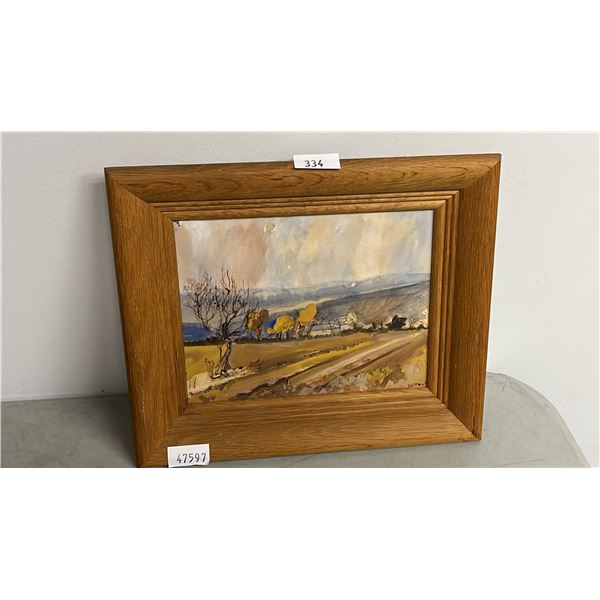FRAMED ARTIST SIGNED ORIGINAL WATERCOLOUR ON CANVAS 12"  X10"