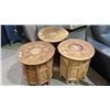 Image 2 : (3) ASSORTED HEAVILY CARVED OCTAGONAL FOLDING SIDE TABLES
