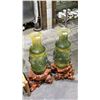 Image 1 : PAIR OF KOU MOTIF VASES WITH LIVE EDGE STYLE STANDS