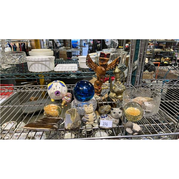 ASSORTED FIGURINES, PAPER WEIGHTS & DESK DECOR