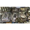 Image 2 : SHELF OF ASSORTED DINNERWARE; MOSTLY SILVER PLATED