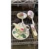 Image 2 : 21-PC ROYAL DOULTON BONE CHINA SET, ROY KIRKAM REDOULE ROSES TEA CUP SET & BRUSH SET