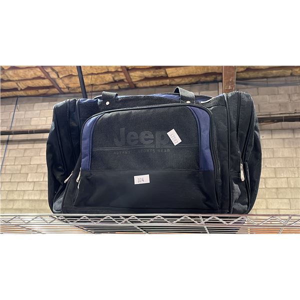 JEEP DUFFEL BAG WITH PAPER CONTENTS