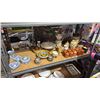 Image 1 : SHELF OF ASSORTED ITEMS INCLUDING; POTTERY SPICE JARS, POTTERY VASE, BOWLS & MORE