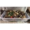 Image 2 : SHELF OF ASSORTED ITEMS INCLUDING; BIN OF ASSORTED BELLS & CHIMES & SMALL FOLD-UP WRITING DESK RISER