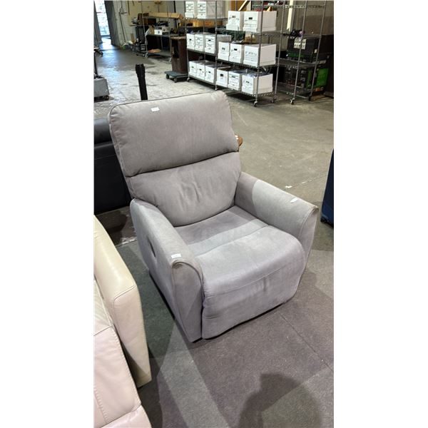 FABRIC ELECTRIC RECLINER (NO POWER CORD, UNKNOWN WORKING CONDITION)